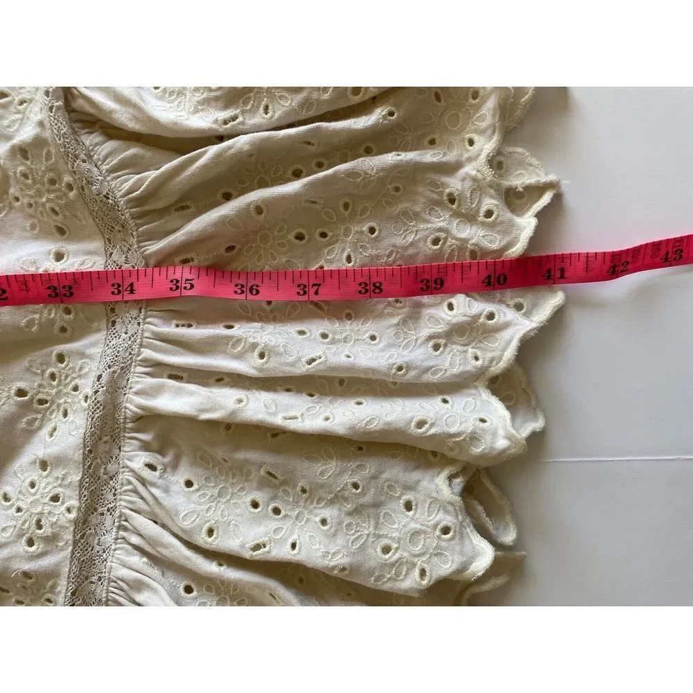 Lauren ralph Lauren Women's S Dress Cream Eyelet Boho Peasant Jersey cottagecore - Picture 16 of 16
